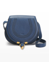 Chloé Marcie Small Saddle Crossbody Bag In Navy