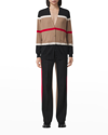 Burberry Phillipa Striped Cashmere And Silk-blend Cardigan In Camel