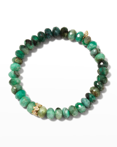 Sydney Evan 8mm Natural Emerald Bracelet With Marquise Evil Eye Rondelle In Green