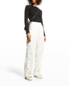 Golden Goose Star Collection Wide-leg Track Pants In Papyrus Black