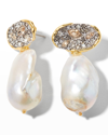 Alexis Bittar Solanales Crystal Oval Pave Post Drop Earrings In Gold