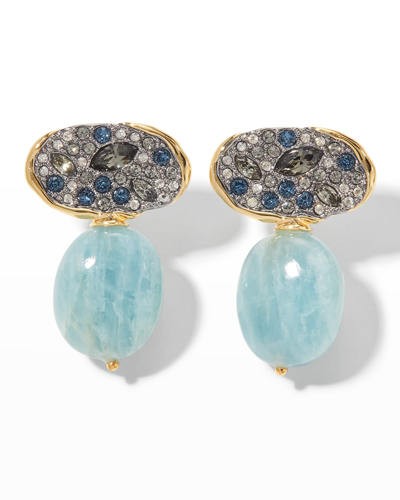 Alexis Bittar Solanales Crystal Oval Pave Post Drop Earrings In Gold
