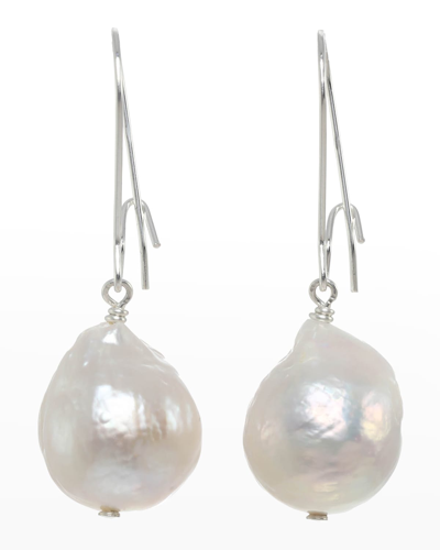 Margo Morrison Baroque Pearl Earrings On Sterling Silver In White