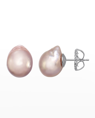 Margo Morrison Small Pink Baroque Pearl Earrings On Sterling Silver Posts
