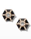 Goshwara 18k Queen Round Diamond And Black Enamel Stud Earrings