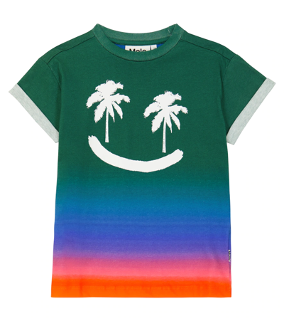 Molo Kids' Boy's Randon Palm Tree Smiley Graphic T-shirt In Green