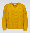 GUCCI WOOL SWEATER WITH DETACHABLE SLEEVES,P00613394