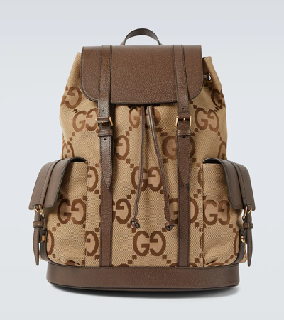 Gucci Jumbo Gg Canvas Backpack In Camel Eb/n.a/law.p.r