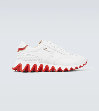 Christian Louboutin Men's Loubishark Flat Red Sole Runner Trainers In White