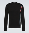Moncler Men's Tricolor Waffle-knit Sweater In Black