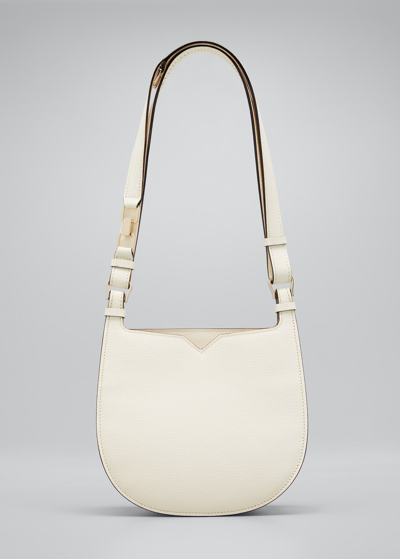 Valextra The Hobo Weekend Small Saddle Bag In White
