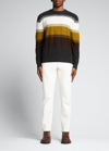 Loro Piana Glenshell Striped Cashmere And Silk-blend Sweater In F2qx White/amber