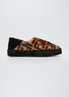 Fendi Fur Slippers Men In Tabacconeronero