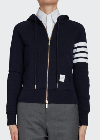 Thom Browne Cotton 4-bar Zip-up Hoodie In Lt Grey