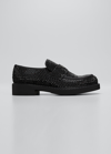 Prada Men's Allover Crystal Dress Loafers In Nero