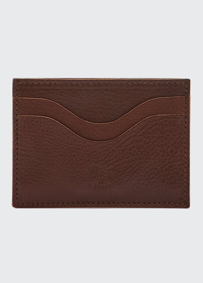 Il Bisonte Men's Leather Card Case In Dark Brown