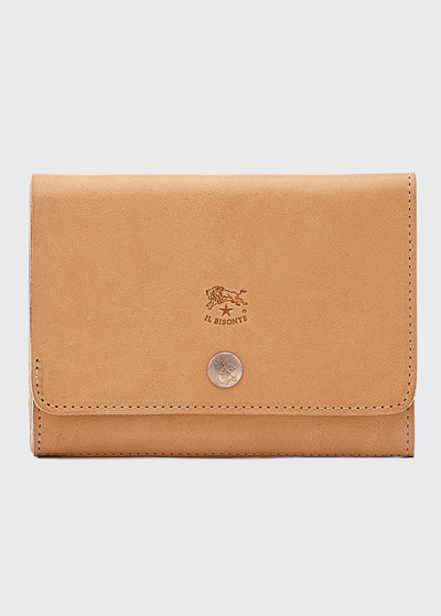 Il Bisonte Unisex Leather Snap Wallet In Natural