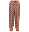 Gucci Burgundy Silk Gg Supreme Lounge Pants In Sweetberries/roseb