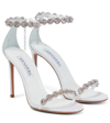 Aquazzura Crystal-embellished Leather Sandals In White