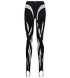 Mugler Panelled Mesh And Jersey Leggings In Black/black