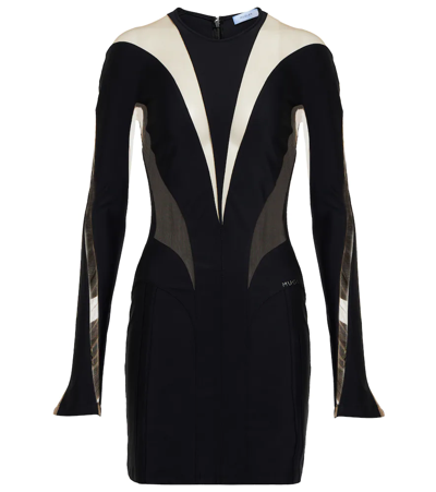 Mugler Paneled Minidress In Black/black B1999