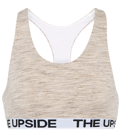 The Upside Lotus Anna Mélange French Terry Sports Bra In Grey-lt