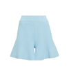 Stella Mccartney High Waist Flared Hem Knitted Shorts With Side Pockets In Light Blue