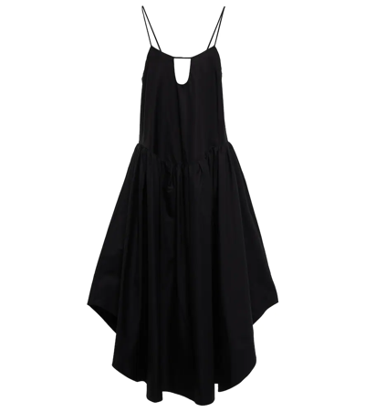 Khaite Norelle Cut-out Poplin Midi Dress In Black