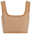 BALMAIN MONOGRAM JACQUARD CROP TOP,P00636300