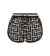 Balmain Monogram Wool And Linen-blend Shorts In Ivoire/noir