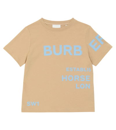 Burberry Kids' Ccotton T-shirt With Horseferry Print In Beige