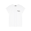 Balmain Flocked Logo T-shirt In White And Black
