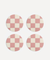 KLEVERING SET OF FOUR PINK-CHECK COASTERS,000747918