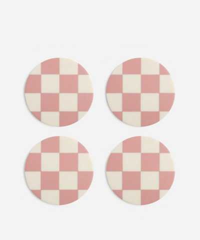 Klevering Set Of Four Pink-check Coasters
