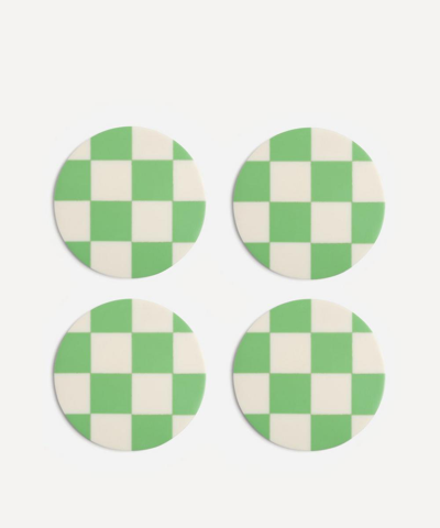 Klevering Set Of Four Mint-check Coasters