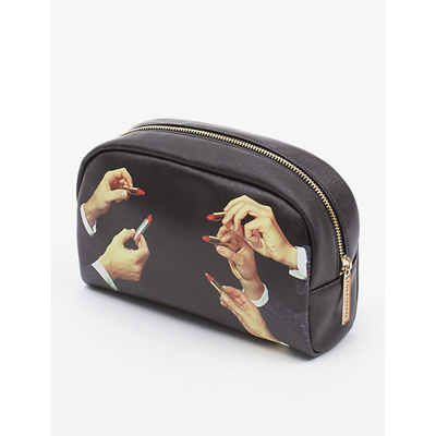 Seletti Wears Toilerpaper Lipstick-print Canvas Cosmetic Case 23cm X 3.1cm