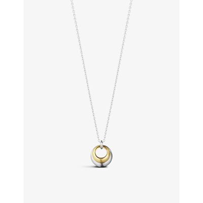 Georg Jensen 18k Yellow Gold & Sterling Silver Curve Circle Pendant Necklace, 17.72