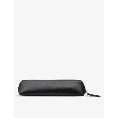 Smythson Black Panama Leather Pencil Case