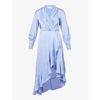 Zimmermann Asymmetric Ruffled Silk-satin Midi Wrap Dress
