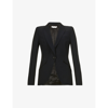 ALEXANDER MCQUEEN WOMENS BLACK SINGLE-BREASTED CREPE BLAZER 10