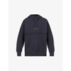 GIVENCHY MENS NIGHT BLUE LOGO-EMBROIDERED CLASSIC-FIT COTTON-JERSEY HOODY M