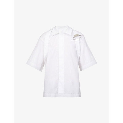 Givenchy Mens White Detachable-harness Boxy-fit Cotton-poplin Shirt 15.5