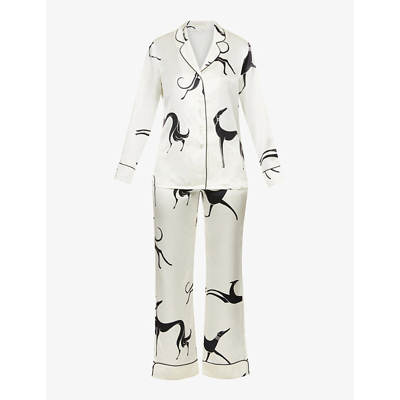 Olivia Von Halle Lila Crescendo Printed Silk-satin Pyjama Set