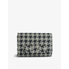 LK BENNETT LK BENNETT WOMEN'S BLA-BLACK/WHITE VICKY HOUNDSTOOTH WOVEN CLUTCH BAG,50938033