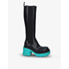 Bottega Veneta Flash Colour-blocked Leather Knee-high Boots In Blk/other