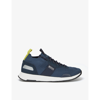 Hugo Boss Sock Recycled-polyester-blend Knitted Running Trainers In Navy