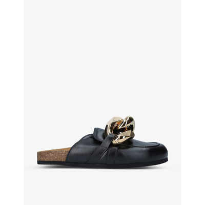 Jw Anderson Chain-embellished Leather Loafers In Black