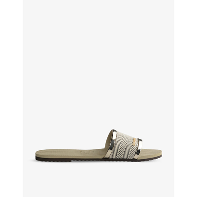 HAVAIANAS WOMENS CREAM YOU TRANCOSO RUBBER SANDALS,45409694