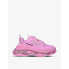 Balenciaga Triple S Faux-fur Lined Faux-leather Trainers In Pink