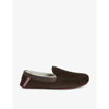 TED BAKER VALANT FAUX FUR-LINED MOCCASIN SUEDE SLIPPERS